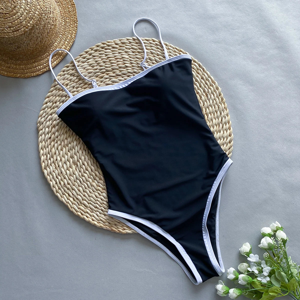 Sexy Women One Piece Swimsuit Female Swimwear 2024 Brazilian Monokini Swimming Suit Beachwear High Waist Patchwork Bathing Suit