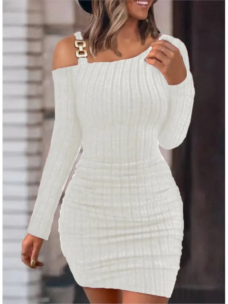 Sexy Chain Off Shoulder Mini Dress