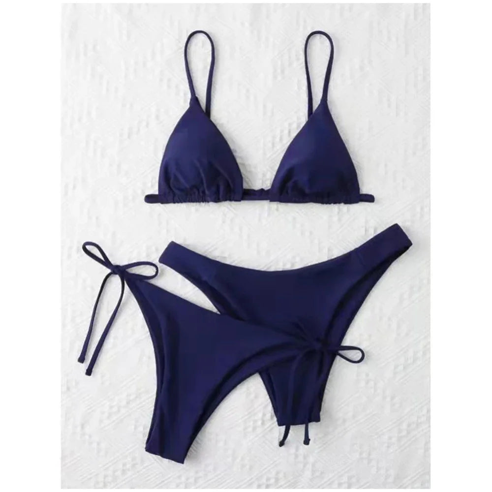 Solid Low Waist Swimsuit Beachwear Bathing Suit