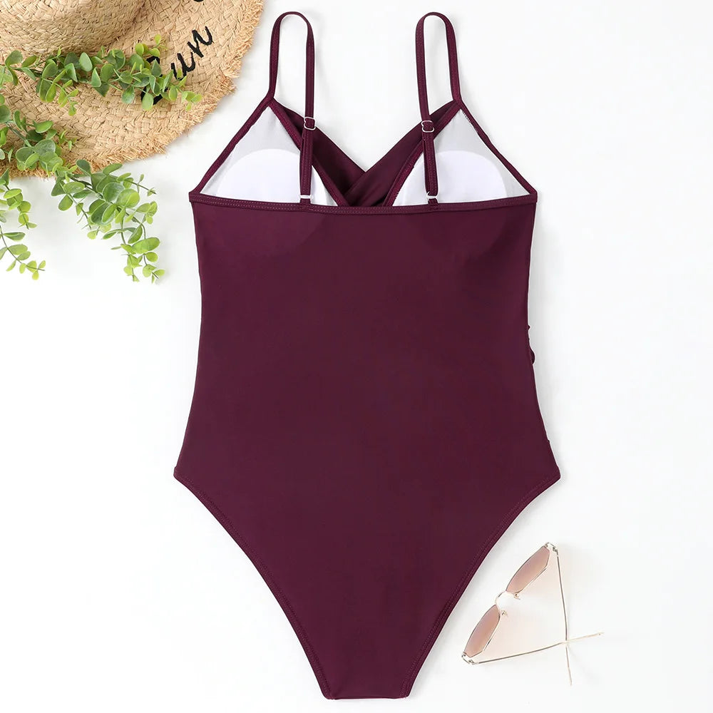 S - XXL Sexy Wrinkled One Piece Swimsuit Women