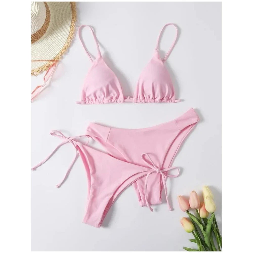 Solid Low Waist Swimsuit Beachwear Bathing Suit