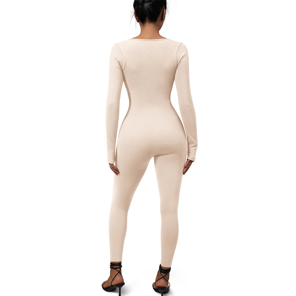 Women ‘s slim front Zipper Casual Brown Fitness Romper