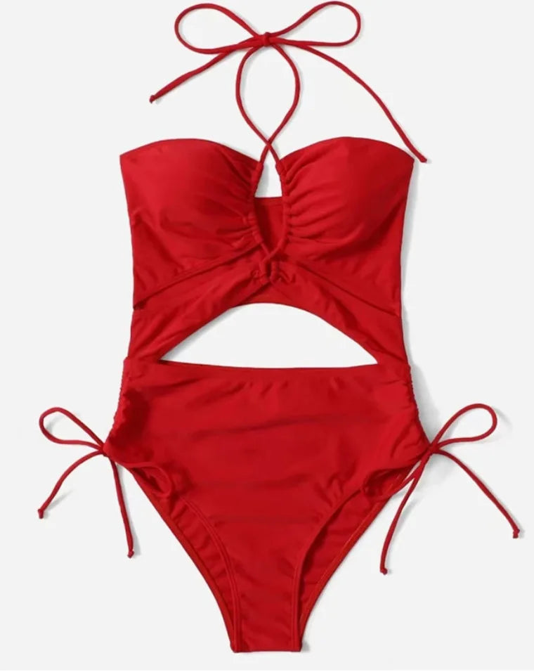Sexy One Piece Swimsuit Black Swimwear New 2024 Women Cutout Monokini Brazilian Cut Bikinis Criss Cross Swimwear Bathing Suit