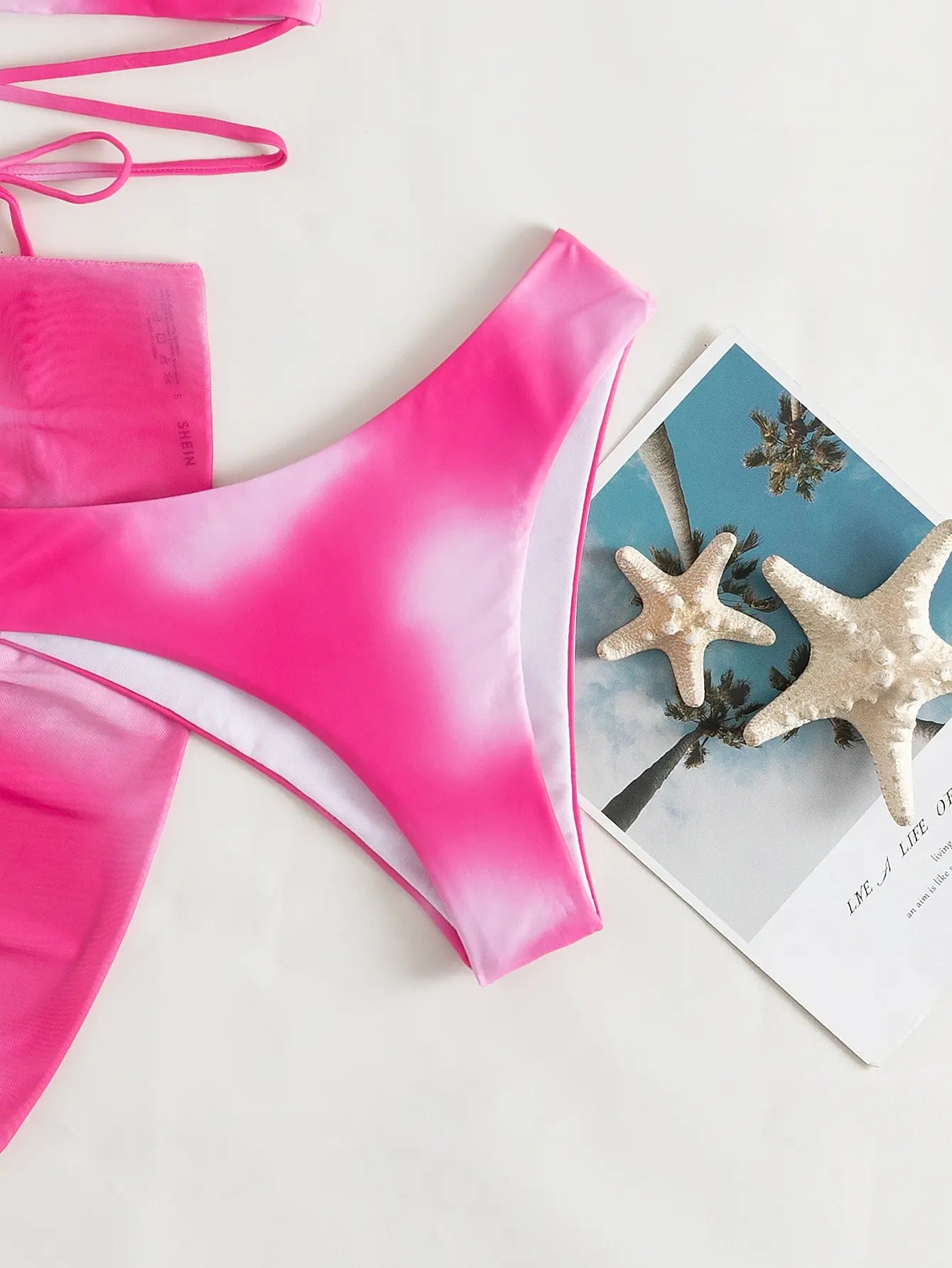 Sexy 3 Pieces Ombre Lace Up Bikini Swimsuit & Beach Skirt