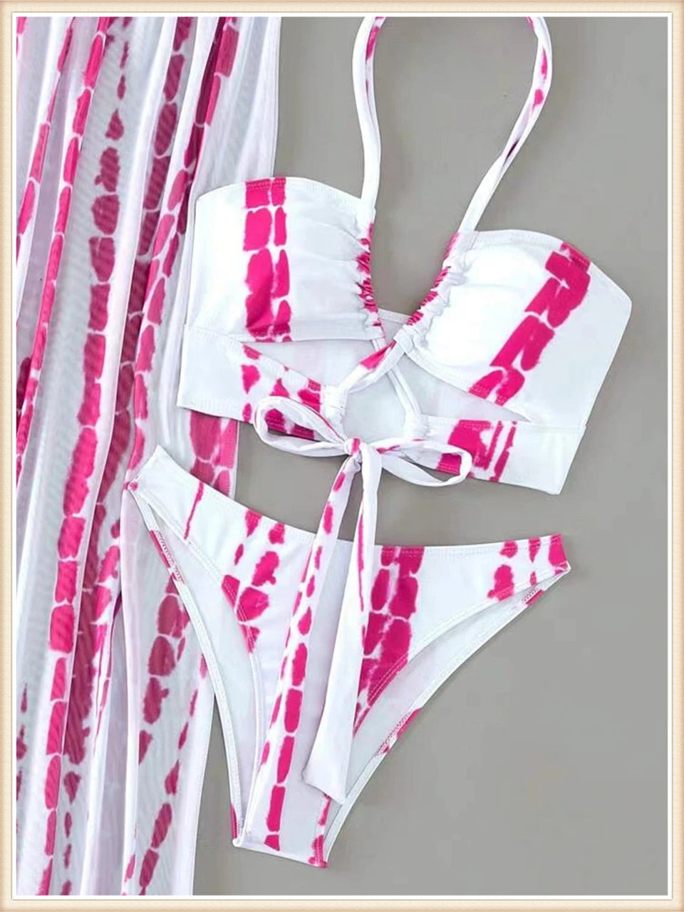 Women Sexy Halter Swimsuit & Cover Up Pants Swimwear