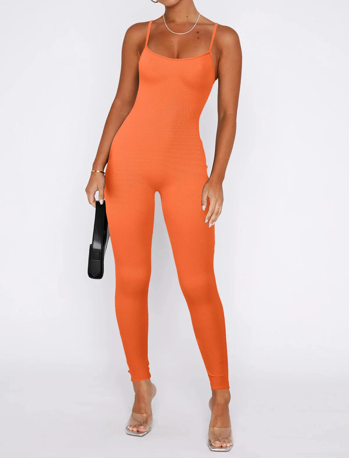 Women Workout Seamless One Piece Spaghetti Strap Yoga Jumpsuit