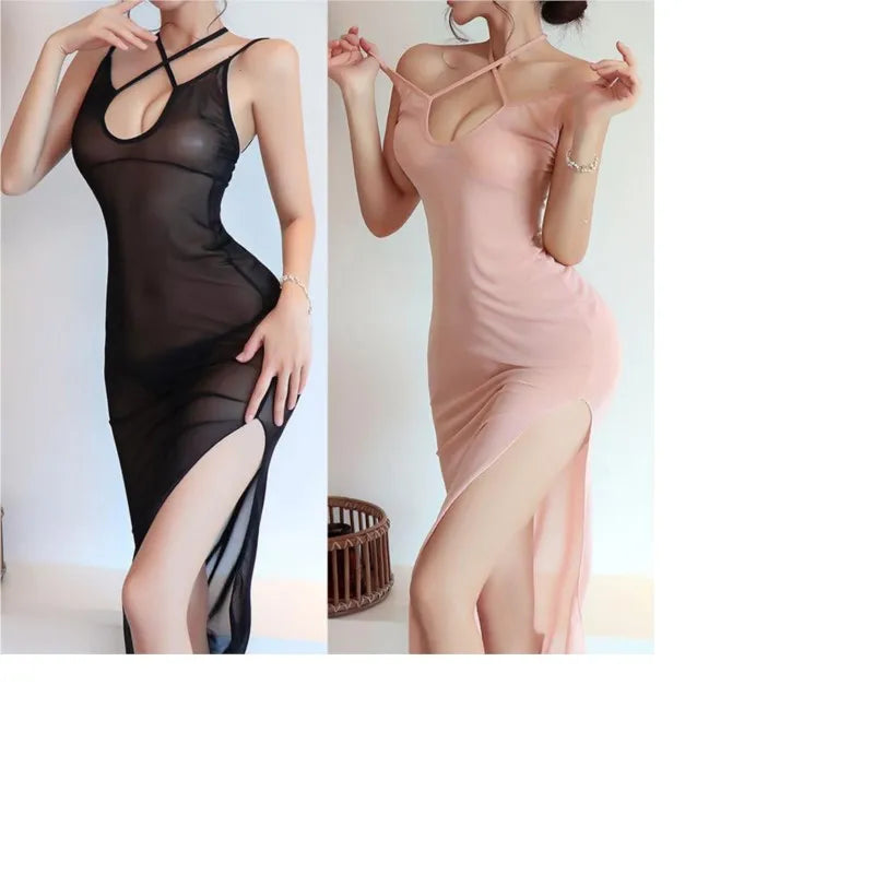 Thin Cute Long Sexy Perspective Nightclub Dress