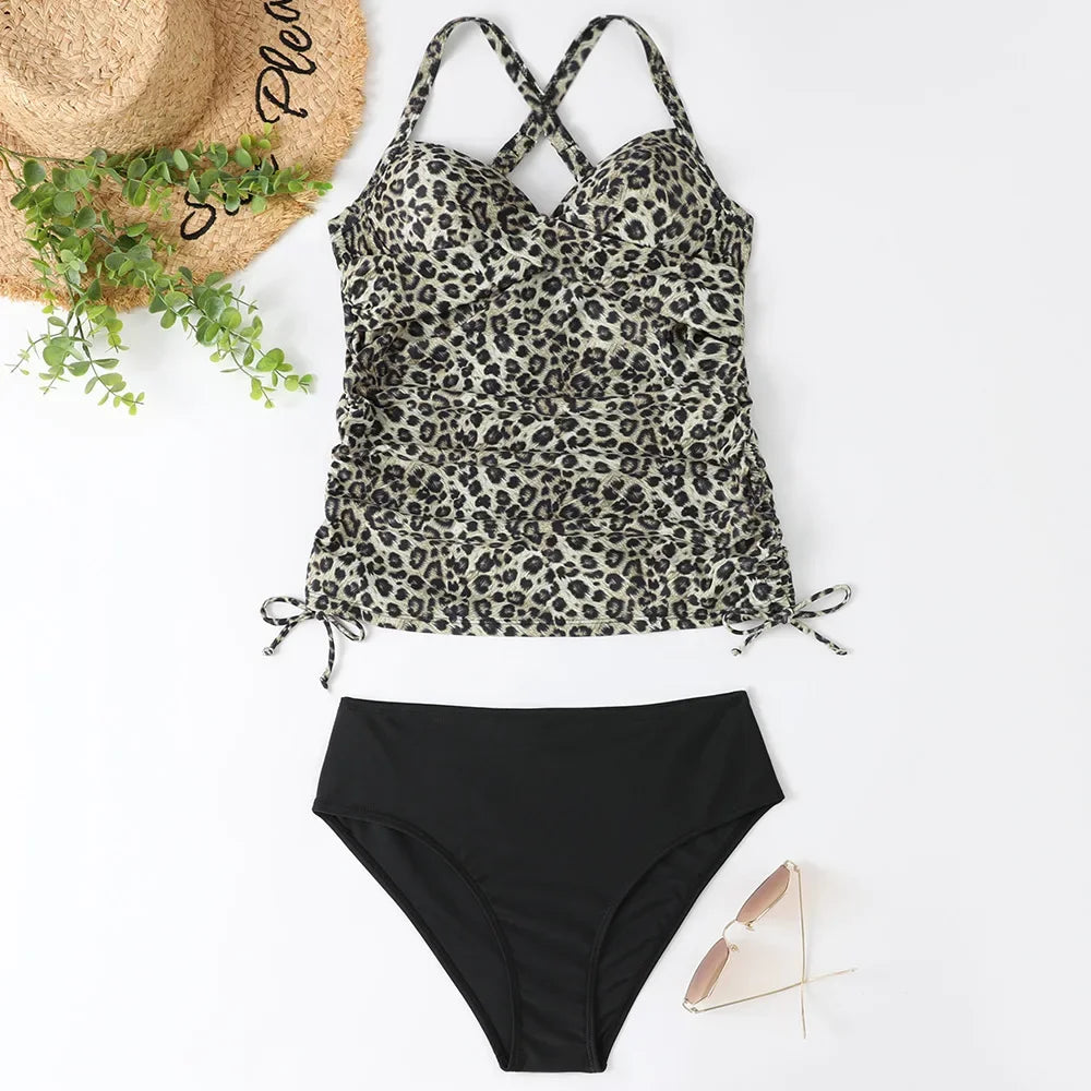 Summer Two Pieces Swimsuits Woman High Waisted Swimwear