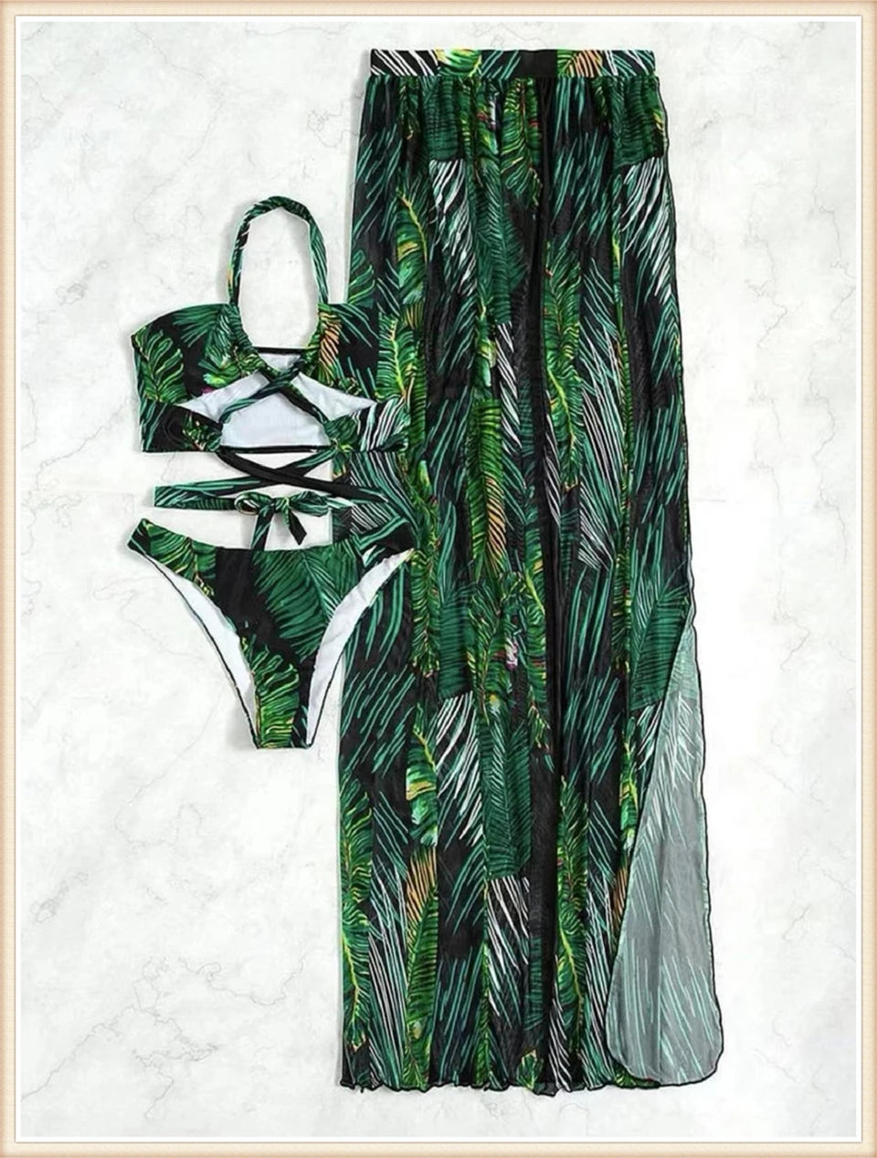 Women Sexy Halter Swimsuit & Cover Up Pants Swimwear