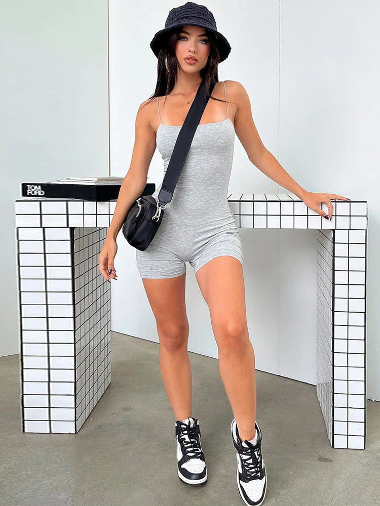 Women's Fashion Sport Spaghetti Strap Backless Tight Jumpsuits