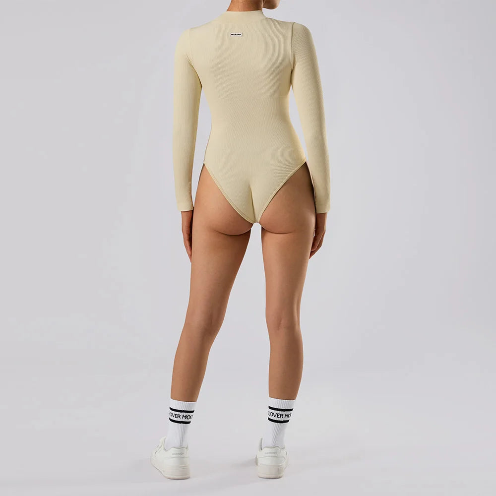 Women ‘s slim front Zipper Casual Brown Fitness Romper