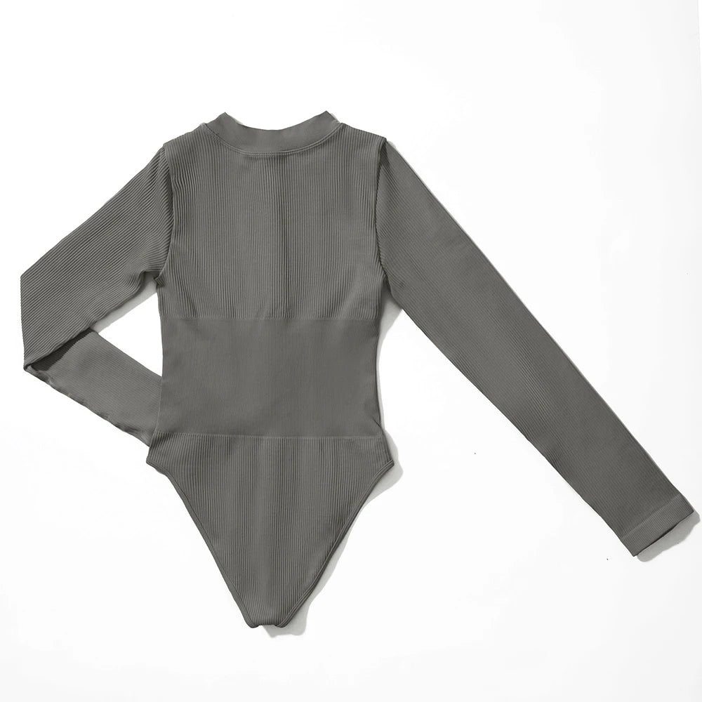 Women ‘s slim front Zipper Casual Brown Fitness Romper