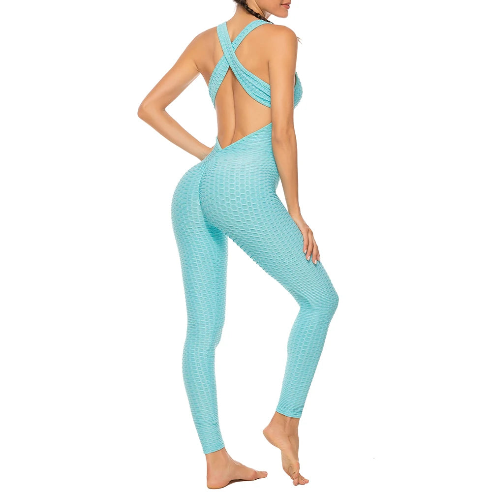Women's Sexy Fitness Backless Halter Romper Bodysuit