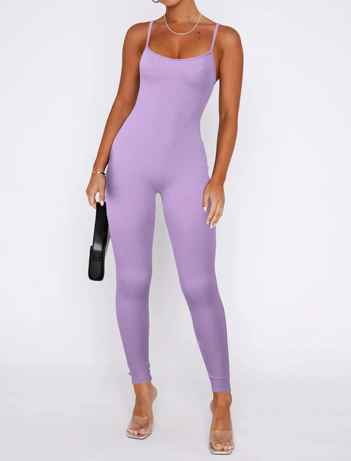 Women Workout Seamless One Piece Spaghetti Strap Yoga Jumpsuit