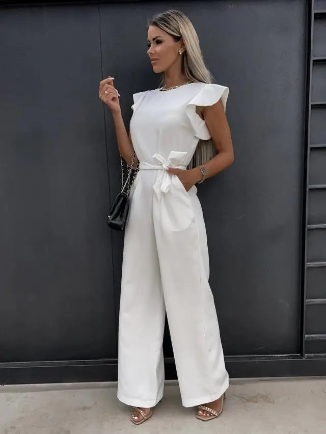 Elegant Short Sleeve Wide Leg Jumpsuit for Women