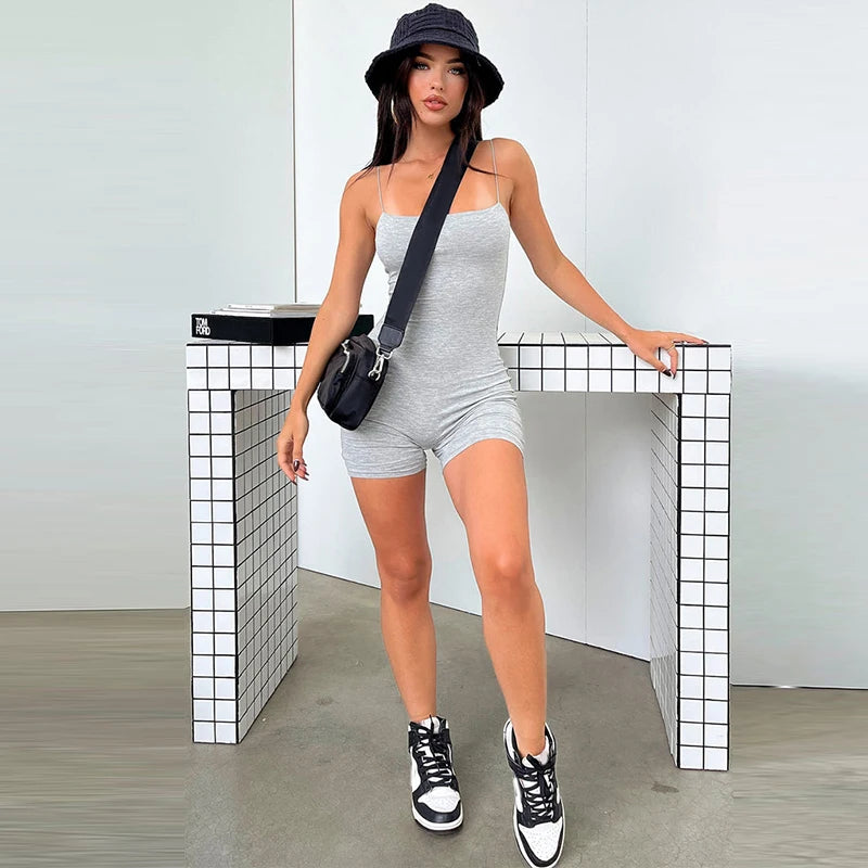 Women's Fashion Sport Spaghetti Strap Backless Tight Jumpsuits