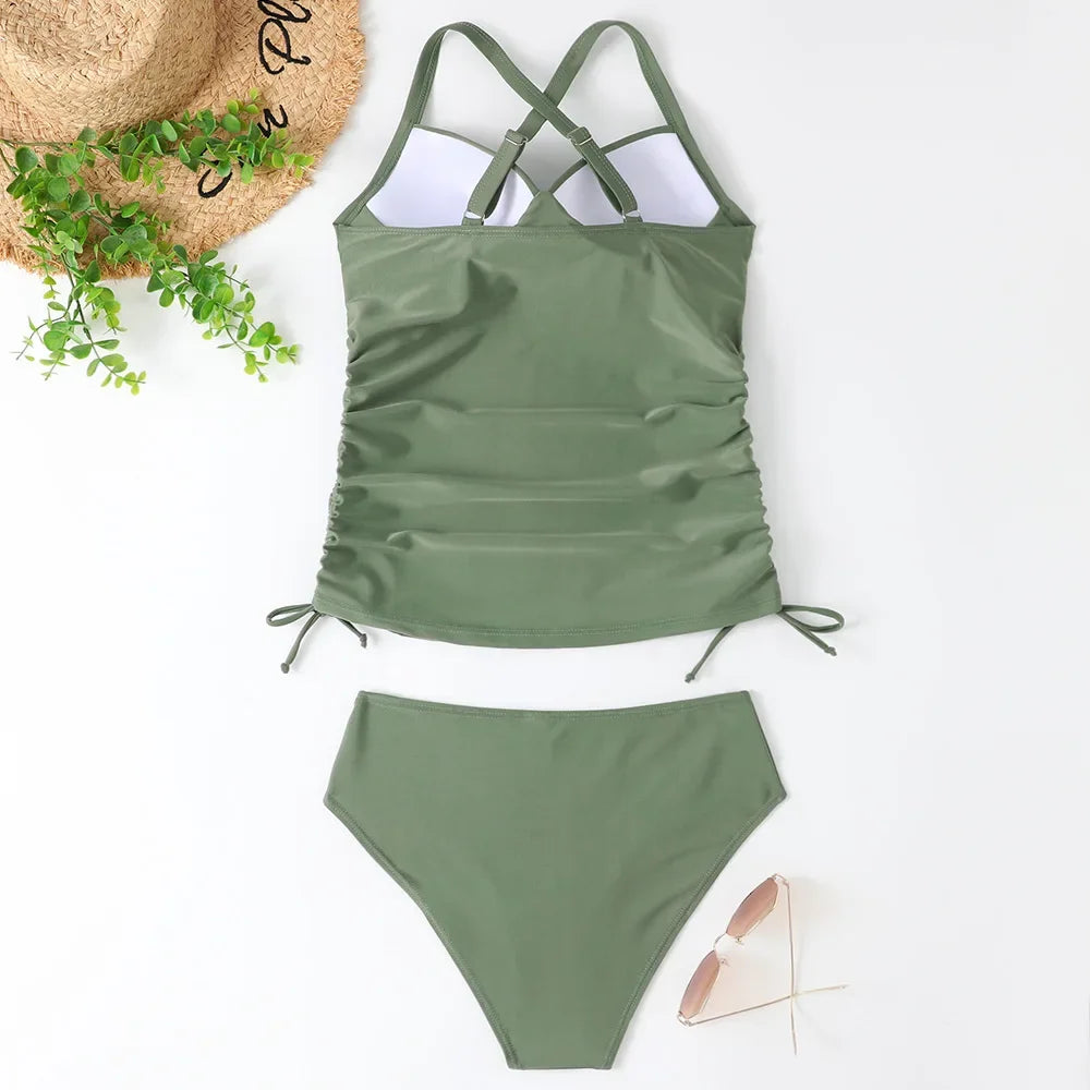 Summer Two Pieces Swimsuits Woman High Waisted Swimwear