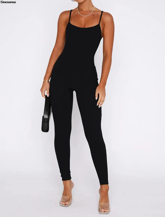 Women Workout Seamless One Piece Spaghetti Strap Yoga Jumpsuit