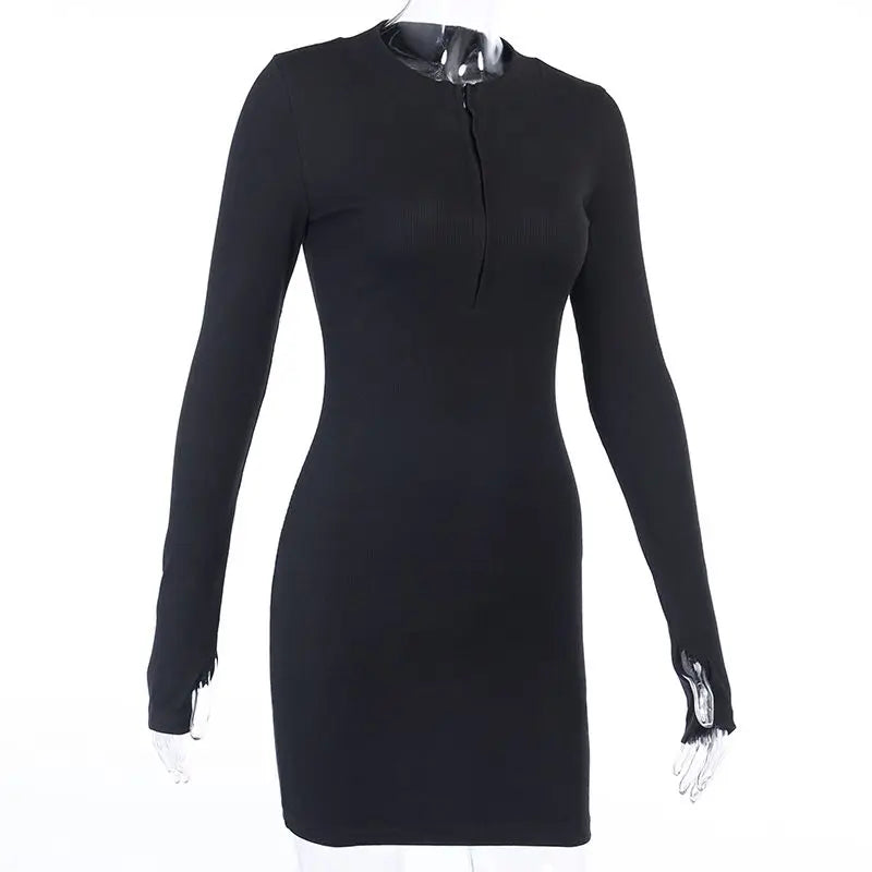 Black Sexy Long Sleeve Club Dress for Women