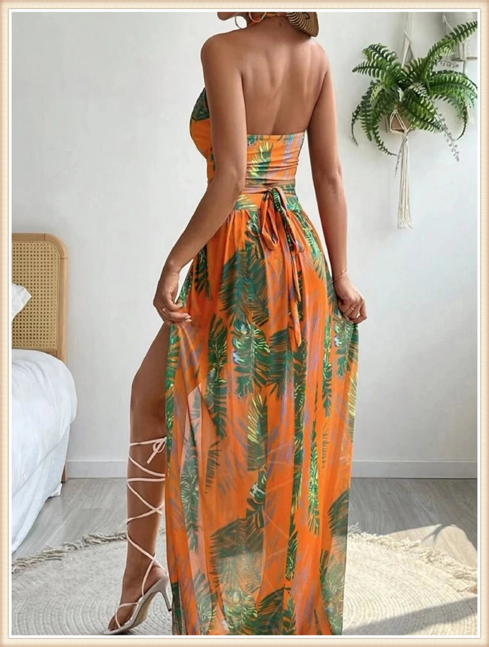 Women Sexy Halter Swimsuit & Cover Up Pants Swimwear