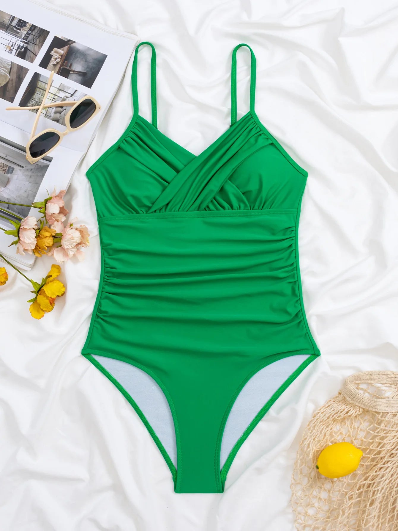 S - XXL Sexy Wrinkled One Piece Swimsuit Women