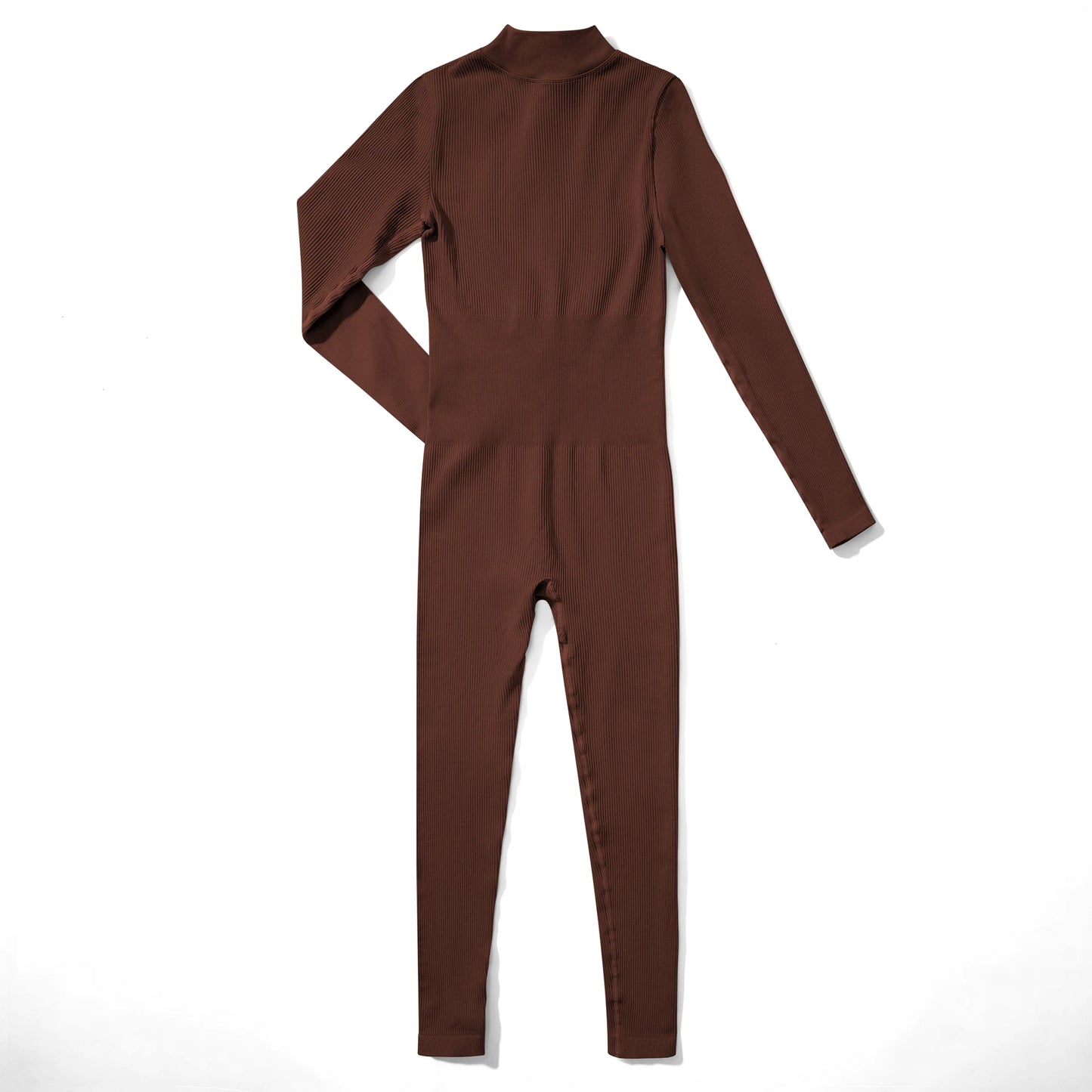 Women ‘s slim front Zipper Casual Brown Fitness Romper